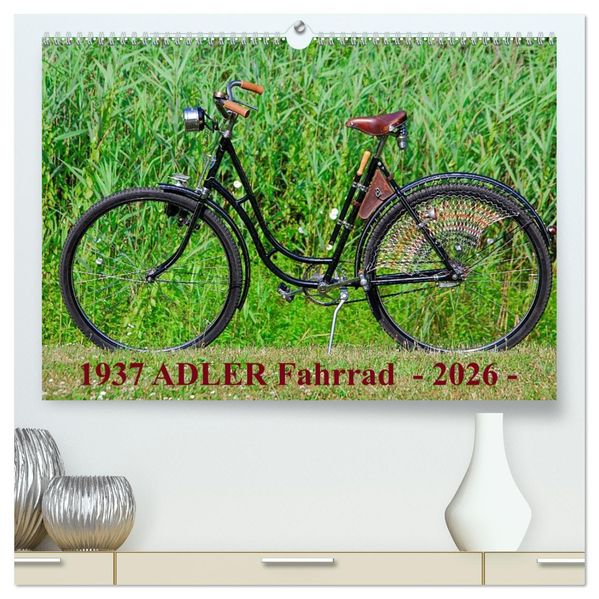 1937 ADLER Fahrrad (hochwertiger Premium Wandkalender 2026 DIN A2 quer) Kunstdruck in Hochglanz