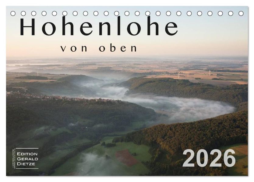 Hohenlohe von oben (Tischkalender 2026 DIN A5 quer) CALVENDO Monatskalender