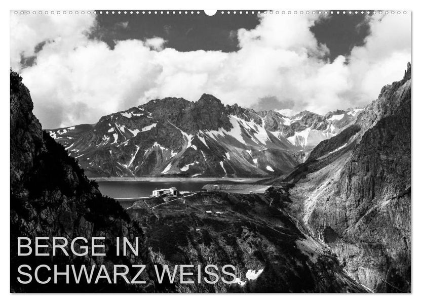 BERGE IN SCHWARZ WEISS (Wandkalender 2026 DIN A2 quer) CALVENDO Monatskalender