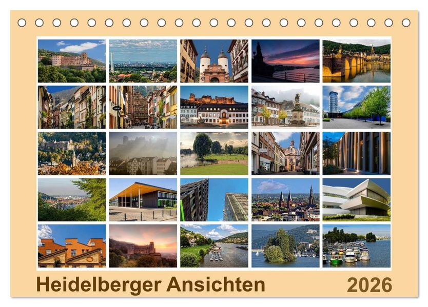 Heidelberg Views - Heidelberger Ansichten (Tischkalender 2026 DIN A5 quer) CALVENDO Monatskalender