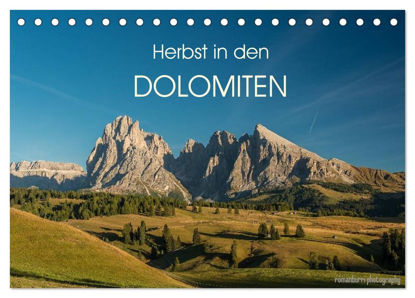 Herbst in den Dolomiten (Tischkalender 2026 DIN A5 quer) CALVENDO Monatskalender