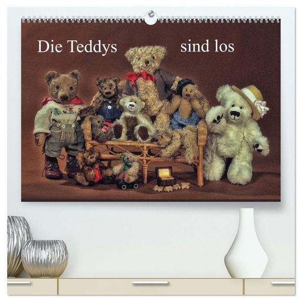 Die Teddys sind los (hochwertiger Premium Wandkalender 2026 DIN A2 quer) Kunstdruck in Hochglanz