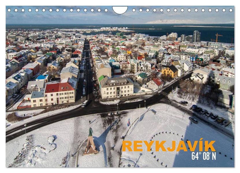 Reykjavìk 64° 08' N (Wandkalender 2026 DIN A4 quer) CALVENDO Monatskalender