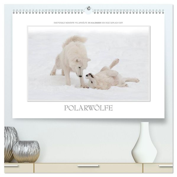 Emotionale Momente: Polarwölfe. / CH-Version (hochwertiger Premium Wandkalender 2026 DIN A2 quer) Kunstdruck in Hochglanz