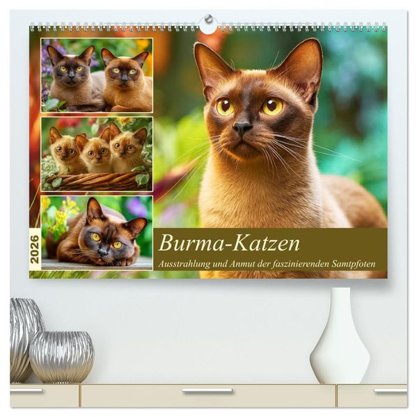 Burma-Katzen. Ausstrahlung und Anmut der faszinierenden Samtpfoten (hochwertiger Premium Wandkalender 2026 DIN A2 quer) Kunstdruck in Hochglanz