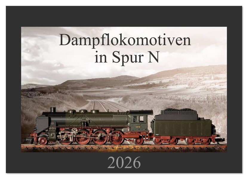 Dampflokomotiven in Spur N (Wandkalender 2026 DIN A2 quer) CALVENDO Monatskalender