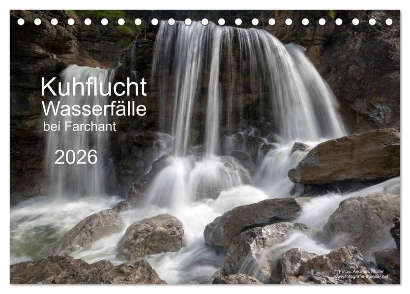 Kuhflucht Wasserfälle bei Farchant (Tischkalender 2026 DIN A5 quer) CALVENDO Monatskalender