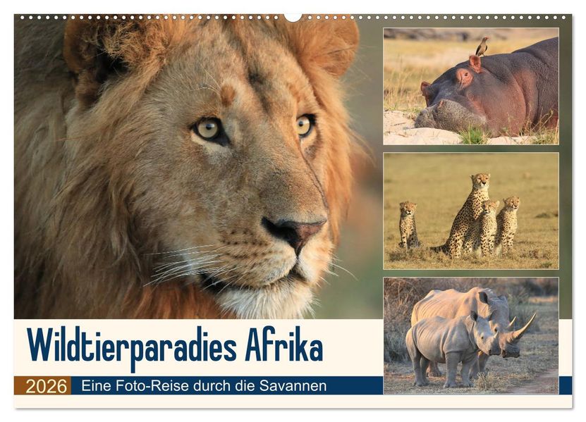 Wildtierparadies Afrika - Eine Foto-Reise durch die Savannen (Wandkalender 2026 DIN A2 quer) CALVENDO Monatskalender
