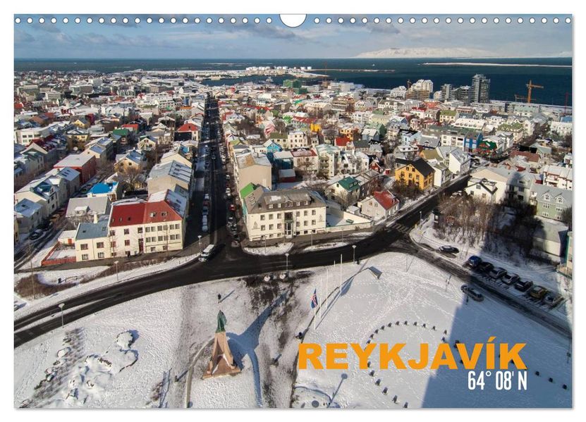 Reykjavìk 64° 08' N (Wandkalender 2026 DIN A3 quer) CALVENDO Monatskalender