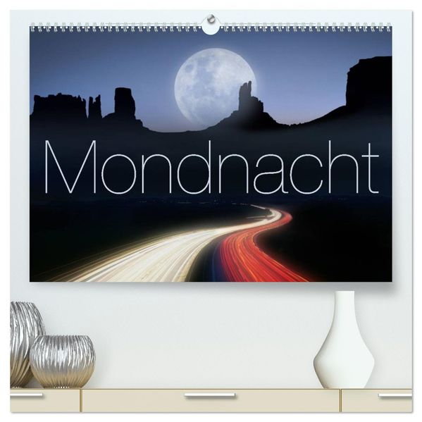 Mondnacht (hochwertiger Premium Wandkalender 2026 DIN A2 quer) Kunstdruck in Hochglanz