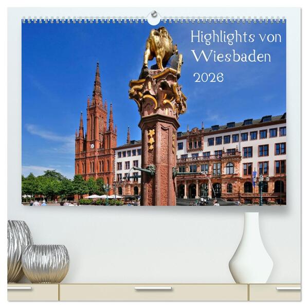 Highlights von Wiesbaden (hochwertiger Premium Wandkalender 2026 DIN A2 quer) Kunstdruck in Hochglanz