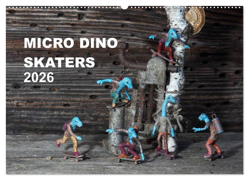 Micro Dino Skaters 2026 (Wandkalender 2026 DIN A2 quer) CALVENDO Monatskalender