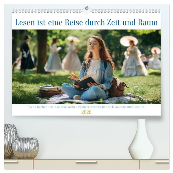Lesen ist eine Reise durch Zeit und Raum (hochwertiger Premium Wandkalender 2026 DIN A2 quer) Kunstdruck in Hochglanz