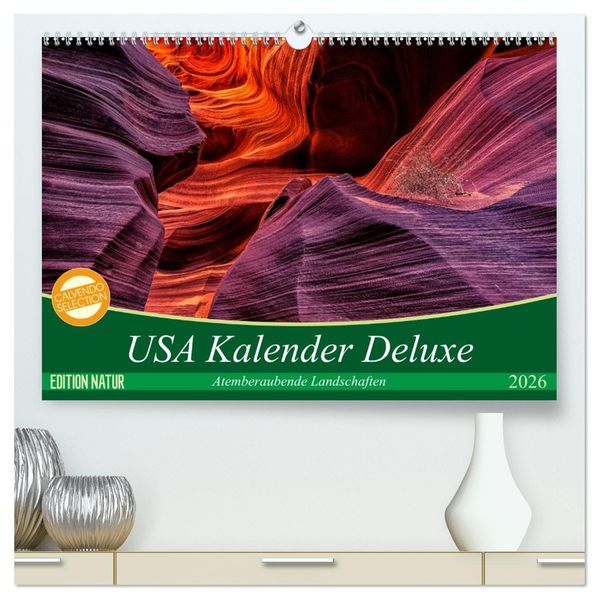 USA Kalender Deluxe (hochwertiger Premium Wandkalender 2026 DIN A2 quer) Kunstdruck in Hochglanz