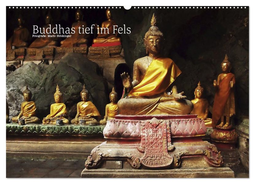 Buddhas tief im Fels (Wandkalender 2026 DIN A2 quer) CALVENDO Monatskalender
