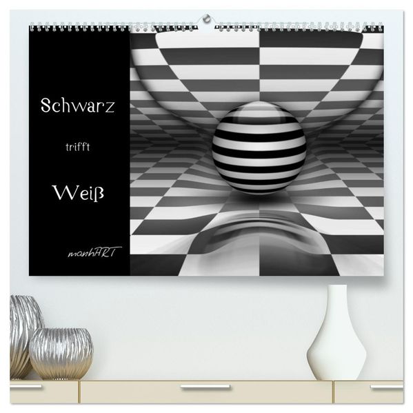Schwarz trifft Weiß (hochwertiger Premium Wandkalender 2026 DIN A2 quer) Kunstdruck in Hochglanz