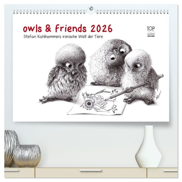 owls & friends 2026 (hochwertiger Premium Wandkalender 2026 DIN A2 quer) Kunstdruck in Hochglanz