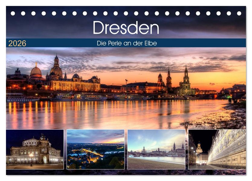 Dresden Die Perle an der Elbe (Tischkalender 2026 DIN A5 quer) CALVENDO Monatskalender