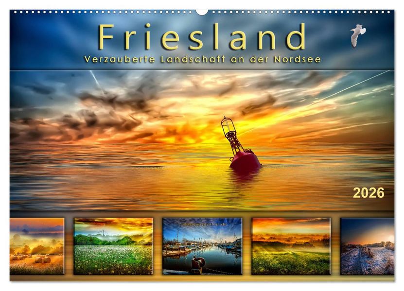 Friesland verzauberte Landschaft an der Nordsee (Wandkalender 2026 DIN A2 quer) CALVENDO Monatskalender