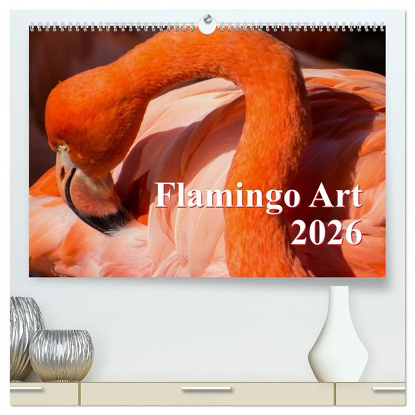 Flamingo Art 2026 (hochwertiger Premium Wandkalender 2026 DIN A2 quer) Kunstdruck in Hochglanz