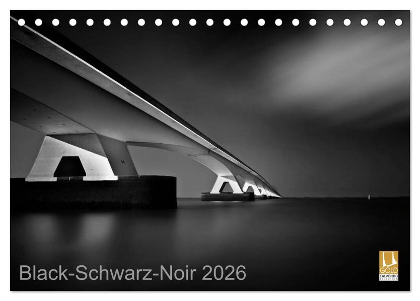 Black-Schwarz-Noir 2026 (Tischkalender 2026 DIN A5 quer) CALVENDO Monatskalender
