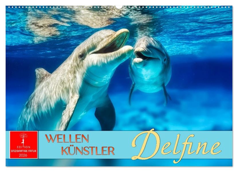 Delfine - Wellen Künstler (Wandkalender 2026 DIN A2 quer) CALVENDO Monatskalender