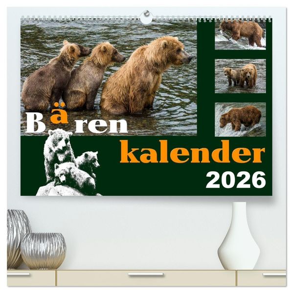 Bärenkalender (hochwertiger Premium Wandkalender 2026 DIN A2 quer) Kunstdruck in Hochglanz