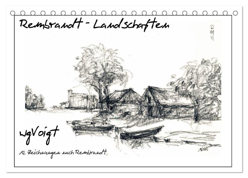 Rembrandt Landschaften wgVoigt (Tischkalender 2026 DIN A5 quer) CALVENDO Monatskalender