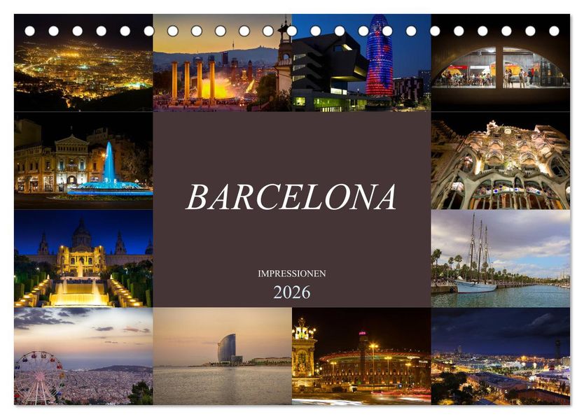 Barcelona Impressionen (Tischkalender 2026 DIN A5 quer) CALVENDO Monatskalender
