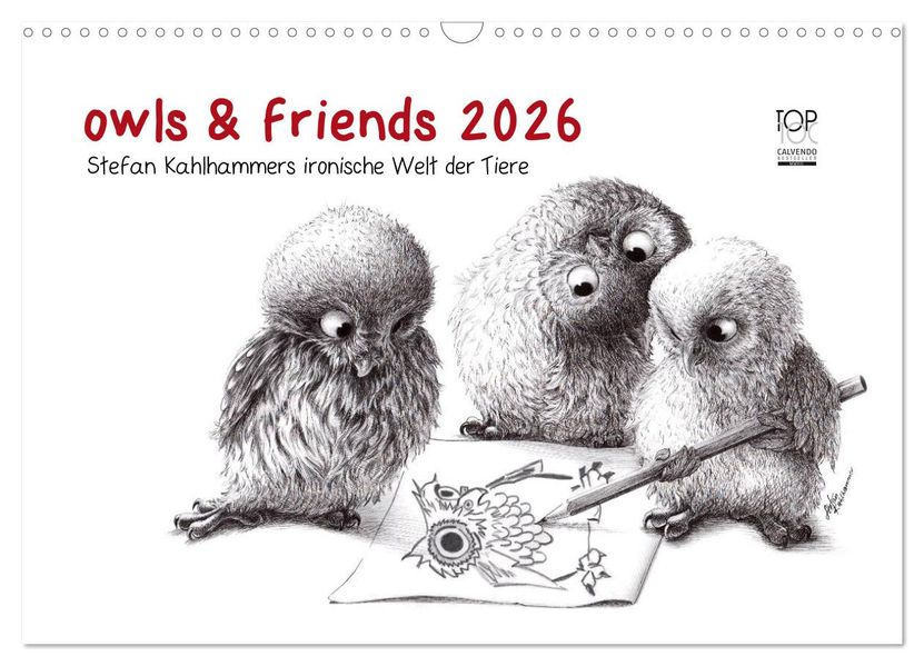 owls & friends 2026 (Wandkalender 2026 DIN A3 quer) CALVENDO Monatskalender