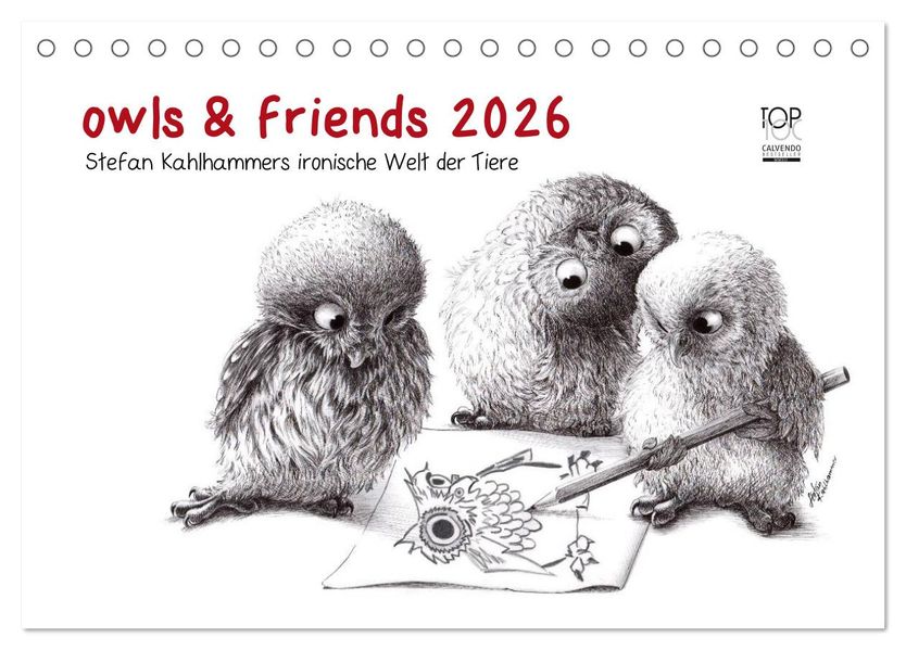 owls & friends 2026 (Tischkalender 2026 DIN A5 quer) CALVENDO Monatskalender