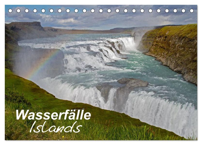 Wasserfälle Islands (Tischkalender 2026 DIN A5 quer) CALVENDO Monatskalender