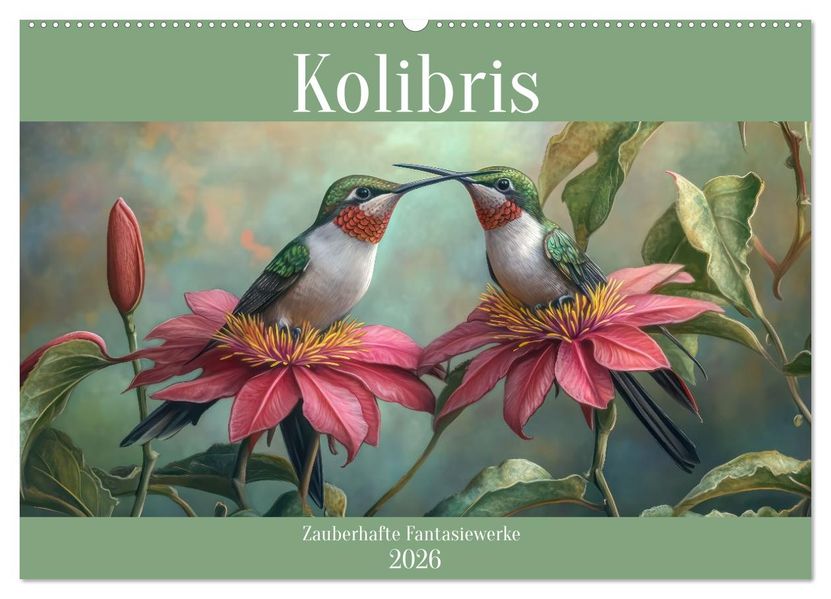 Kolibris - Zauberhafte Fantasiewerke (Wandkalender 2026 DIN A2 quer) CALVENDO Monatskalender
