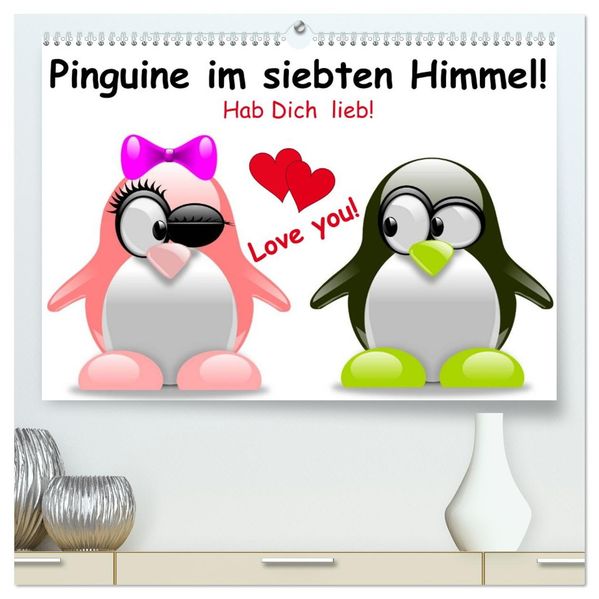 Pinguine im siebten Himmel! (hochwertiger Premium Wandkalender 2026 DIN A2 quer) Kunstdruck in Hochglanz