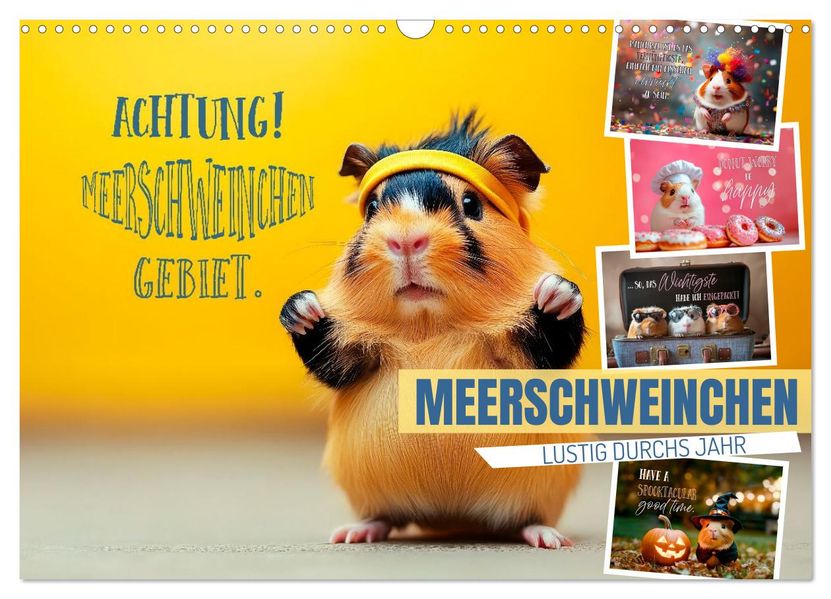 Meerschweinchen LUSTIG DURCHS JAHR (Wandkalender 2026 DIN A3 quer) CALVENDO Monatskalender