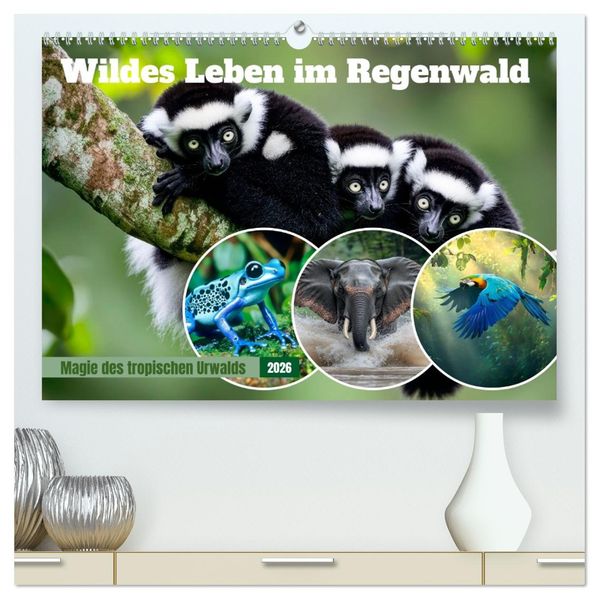 Wildes Leben im Regenwald (hochwertiger Premium Wandkalender 2026 DIN A2 quer) Kunstdruck in Hochglanz