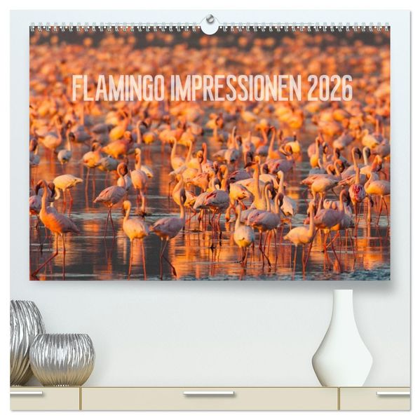 Flamingo Impressionen 2026 (hochwertiger Premium Wandkalender 2026 DIN A2 quer) Kunstdruck in Hochglanz