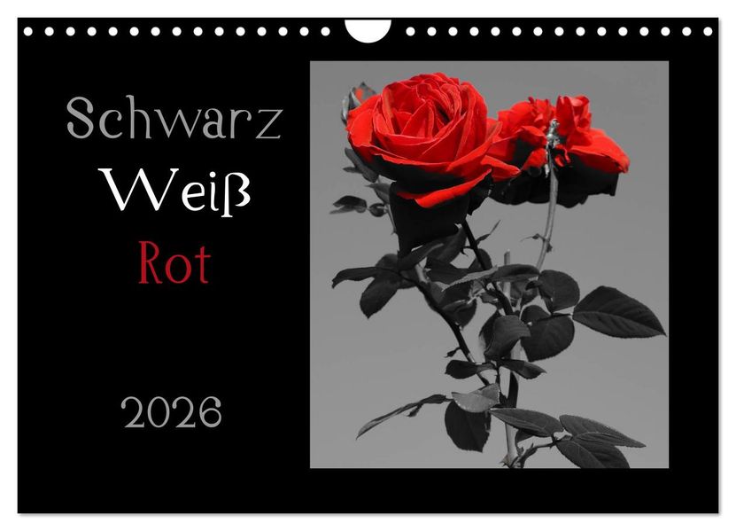 Schwarz-Weiß-Rot (Wandkalender 2026 DIN A4 quer) CALVENDO Monatskalender