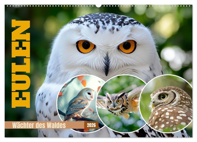 EULEN Wächter des Waldes (Wandkalender 2026 DIN A2 quer) CALVENDO Monatskalender