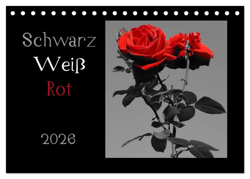 Schwarz-Weiß-Rot (Tischkalender 2026 DIN A5 quer) CALVENDO Monatskalender