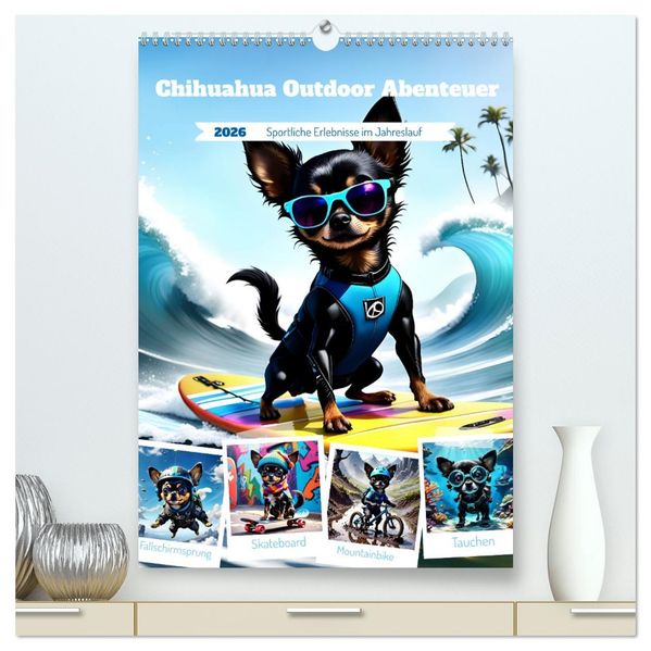 Chihuahua Outdoor Abenteuer (hochwertiger Premium Wandkalender 2026 DIN A2 hoch) Kunstdruck in Hochglanz