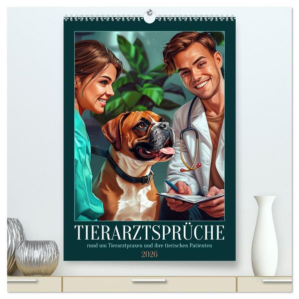 Tierarztsprüche (hochwertiger Premium Wandkalender 2026 DIN A2 hoch) Kunstdruck in Hochglanz
