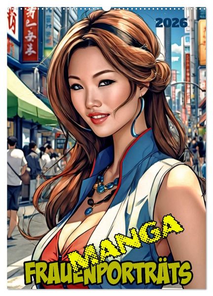 Manga-Frauenporträts (Wandkalender 2026 DIN A2 hoch) CALVENDO Monatskalender