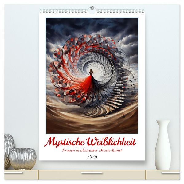 Mystische Weiblichkeit - Frauen in abstrakter Droste-Kunst (hochwertiger Premium Wandkalender 2026 DIN A2 hoch) Kunstdruck in Hochglanz
