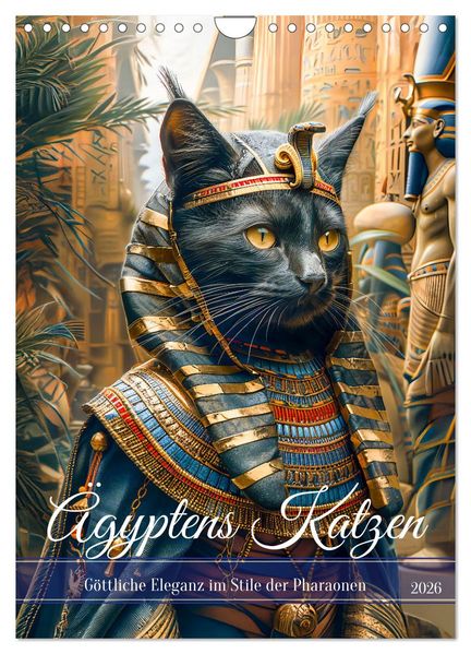 Ägyptens Katzen - Göttliche Eleganz im Stile der Pharaonen (Wandkalender 2026 DIN A4 hoch) CALVENDO Monatskalender