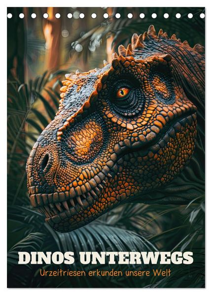 Dinos unterwegs: Urzeitriesen erkunden unsere Welt (Tischkalender 2026 DIN A5 hoch) CALVENDO Monatskalender