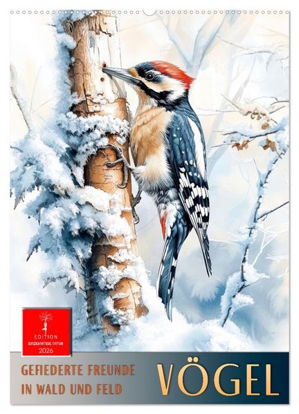 Vögel - gefiederte Freunde in Wald und Feld (Wandkalender 2026 DIN A2 hoch) CALVENDO Monatskalender