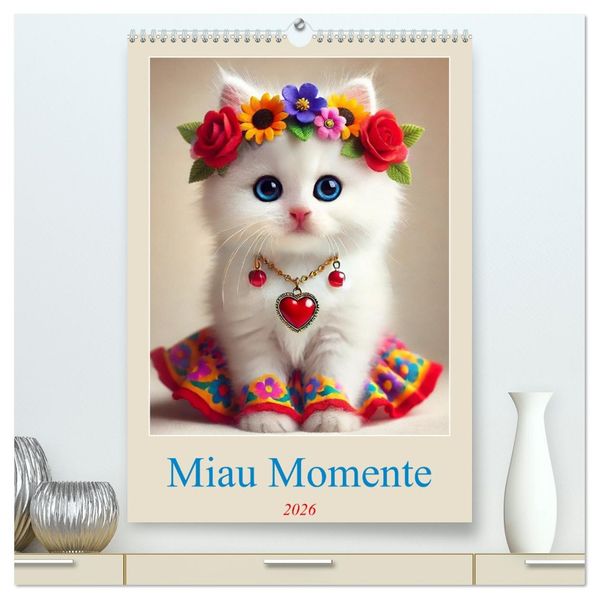 Miau Momente (hochwertiger Premium Wandkalender 2026 DIN A2 hoch) Kunstdruck in Hochglanz