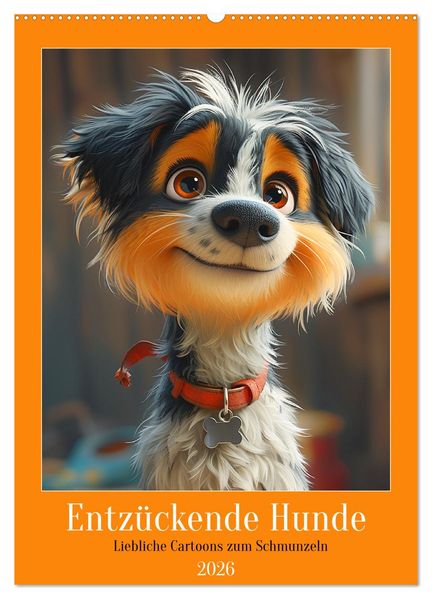 Entzückende Hunde. Liebliche Cartoons zum Schmunzeln (Wandkalender 2026 DIN A2 hoch) CALVENDO Monatskalender
