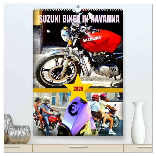SUZUKI BIKER IN HAVANNA (hochwertiger Premium Wandkalender 2026 DIN A2 hoch) Kunstdruck in Hochglanz